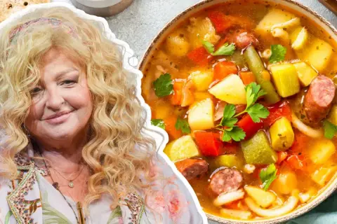 Zupa minestrone Magdy Gessler: aromatyczna, sycąca, pełna warzyw i kiełbasy. Idealna na chłodne dni.