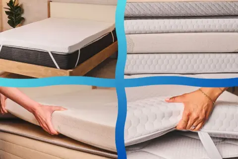 Yes, you can put a topper on a memory foam mattress. The image shows a topper being placed on a mattress.