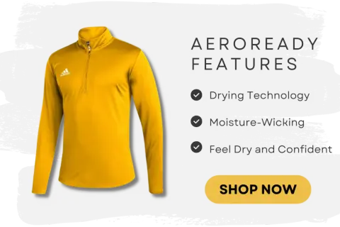 Żółty dres adidas z technologią AEROREADY. Szybko schnie i odprowadza wilgoć, zapewniając komfort.