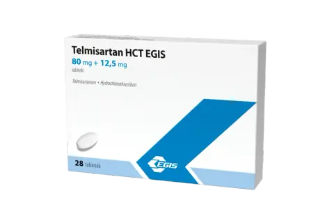 Opakowanie leku Telmisartan HCT EGIS 80 mg + 12,5 mg, 28 tabletek. Telmisartan egis wycofany.