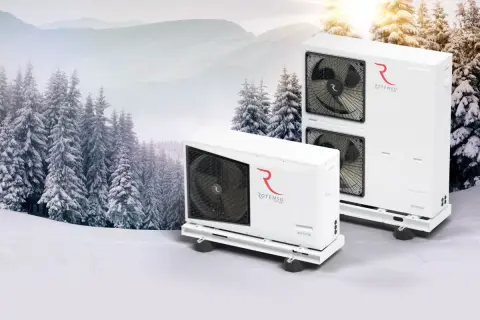 Pompy ciepła Rotenso w zimowej scenerii. Dowiedz się, jakie dofinansowanie do pompy ciepła możesz uzyskać.