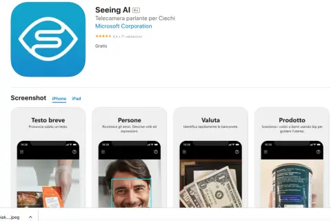 L'app Seeing AI, con la sua intelligenza artificiale, aiuta a leggere testi, riconoscere persone, valute e prodotti.