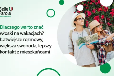 Młodzi turyści z mapą, gotowi na wakacje. Znajomość podstawowych zwrotów po włosku ułatwi rozmowy i kontakt z mieszkańcami.