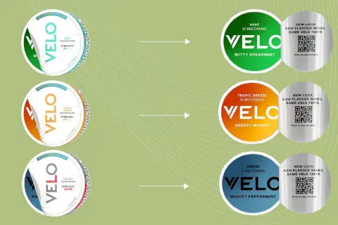 Velo byter namn! Mint blir Witty Spearmint, Tropic Breeze blir Breezy Mango, och Freeze blir Mighty Peppermint. Nya namn, samma smak.