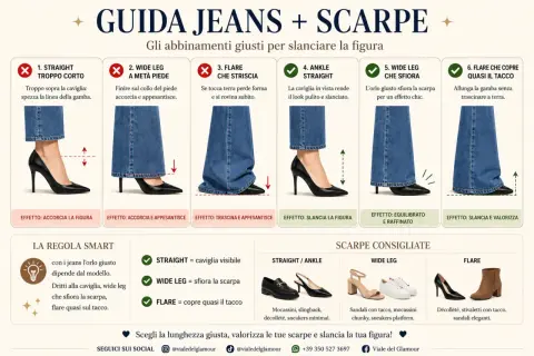 Guida per la lunghezza jeans uomo: scopri come scegliere l'orlo giusto per slanciare la figura e valorizzare le scarpe.