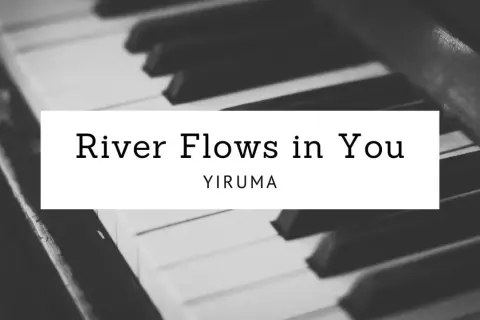 Nuty Yirumy "River Flows in You" na tle klawiatury fortepianu. Melodia płynie jak rzeka.