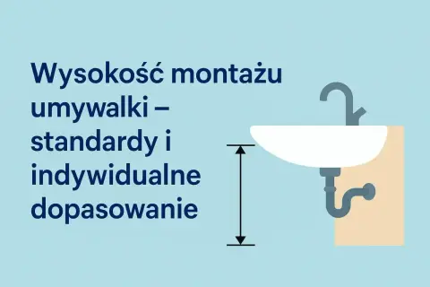 Wysokość umywalki: standardy i indywidualne dopasowanie. Ilustracja pokazuje umywalkę z zaznaczoną wysokością montażu.