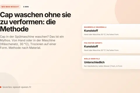 Anleitung: Cap waschen ohne Verformung. Tipps für Baumwolle, Polyester und Wolle. Maschinenwäsche oder Handwäsche, Trocknen auf Form.