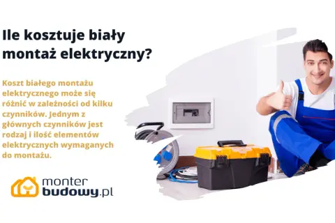 Zastanawiasz się, ile kosztuje biały montaż elektryczny? Elektryk zadowolony z wykonanej pracy, narzędzia i skrzynka z akcesoriami.