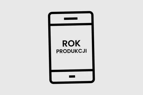 Ikona telefonu z napisem "ROK PRODUKCJI". Dowiedz się, jak sprawdzić rok produkcji telefonu.