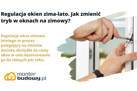 Regulacja okna zimowo-letnia: ręka z wkrętakiem dostosowuje docisk skrzydła do ramy, by zapewnić komfort przez cały rok.