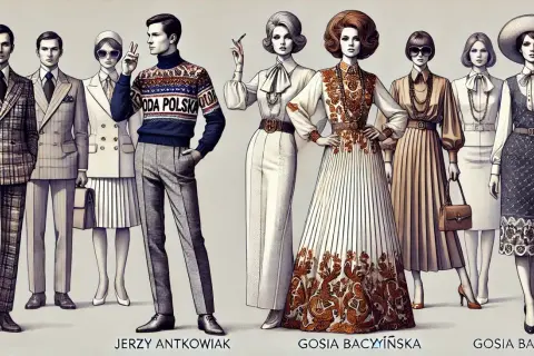 Elegancka kolekcja od polskiej projektantki mody. Modele prezentują styl retro, od garniturów po zwiewne suknie.