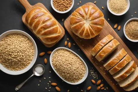 Bröd, nötter och frön. För mycket gluten kan leda till förstoppning.