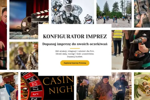 Ognisko integracyjne: od kina po paintball, od gotowania po kasyno. Konfigurator imprez dopasuje atrakcje do Twoich oczekiwań.
