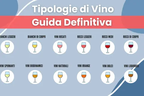 Guida definitiva alle tipologie di vino: bianchi leggeri, corposi, rosati, rossi leggeri, medi, corposi, spumanti, biodinamici, naturali, orange, dolci e liquorosi.