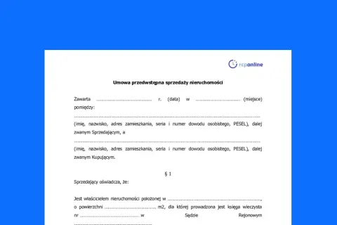 Umowa przedwstępna sprzedaży nieruchomości zawiera dane sprzedającego i kupującego.