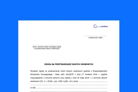 Formularz zgody na przetwarzanie danych osobowych. Podpisujesz dokument, który reguluje Twoje dane.