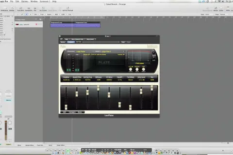 Ustawienia pogłosu tal reverb 4 w Logic Pro X. Wtyczka LexPlate symuluje pogłos dużej płyty.
