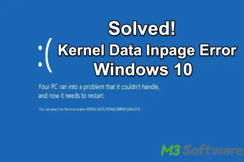 Rozwiązany problem z błędem KERNEL DATA INPAGE ERROR w Windows 10. Komputer napotkał problem i wymaga restartu.
