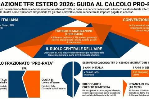 Guida al calcolo del TFR estero: frazionamento imponibile lordo/netto tra Italia e estero, con esempi e criteri di maturazione.