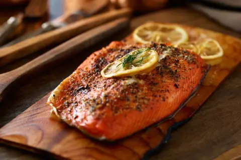 Perfekt gegarter Lachs mit Zitrone und Kräutern, die ideale Lachs Temperatur für ein saftiges Ergebnis.