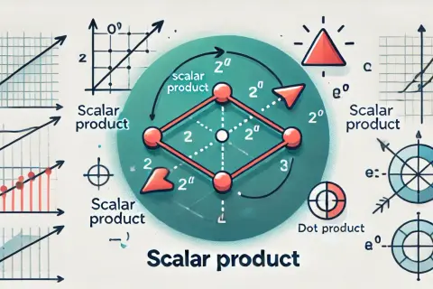 Ilustracja przedstawia koncepcję iloczynu skalarnego wektorów, z diagramami i wykresami.