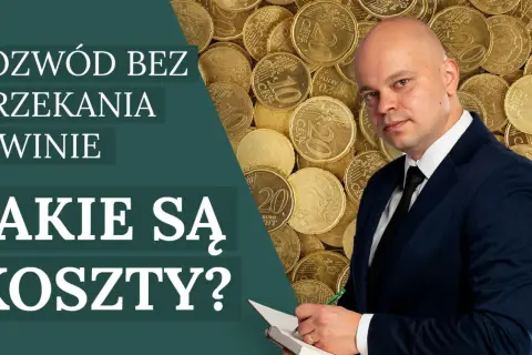 Rozwód bez orzekania o winie: jakie są koszty? Mężczyzna w garniturze analizuje rachunki na tle monet.