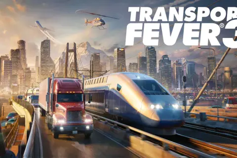 Transport Fever 3: Pędzący pociąg, ciężarówka i samolot nad miastem. Rozbuduj swoje imperium transportowe!