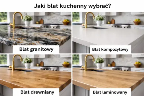 Porównanie rodzajów blatów kuchennych: granitowy, kompozytowy, drewniany i laminowany. Wybierz idealny do swojej kuchni!