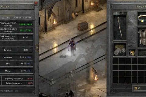 Poziom 80 Warlock z wysokimi statystykami, idealny do poradnika Diablo 3. Ekwipunek i umiejętności gotowe do walki.