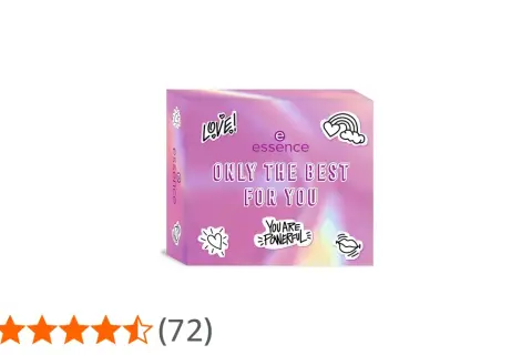 Pudełko z kosmetykami marki essence, z napisem "Only the best for you". Essence to znana marka kosmetyczna.