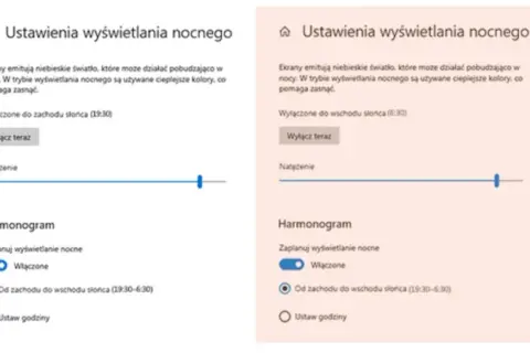 Wyświetlanie nocne Windows 10: Jak włączyć filtr niebieskiego światła?