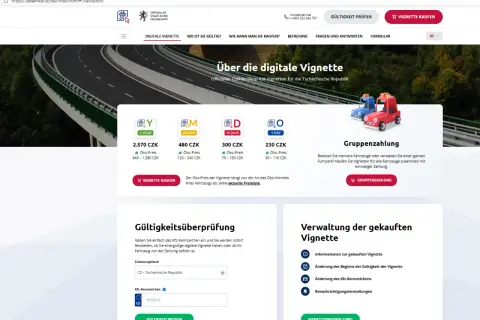 Digitale Vignette für Reisen nach Tschechien kaufen. Verschiedene Gültigkeitsdauern und Preise für die digitale Vignette sind verfügbar.