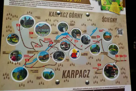 Mapa atrakcji Karpacza: Świątynia Wang, Muzeum Klocków LEGO, wyciągi i inne karpackie cuda.