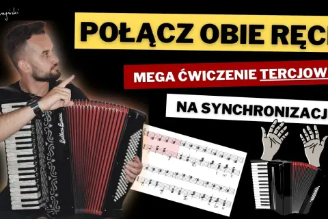 Piotr Padmyński pokazuje, jak zagrać "Sto lat" na pianinie, ćwicząc synchronizację rąk.