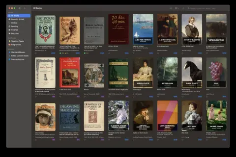 Bibliothèque numérique avec des livres au format epub sur iPad.