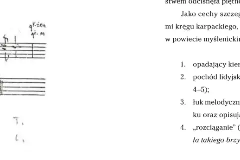 Fragment ręcznie pisanej partytury muzycznej z tekstem piosenki.
