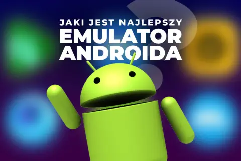 Jaki jest najlepszy emulator androida? Zielony robot Androida na tle kolorowych rozmytych świateł.