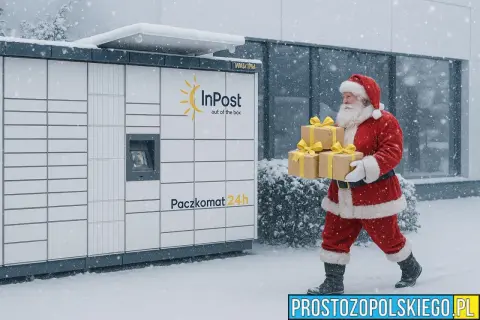 Święty Mikołaj niesie prezenty do Paczkomatu InPost. Dowiedz się, jak zapakować paczkę InPost, by dotarła na czas.