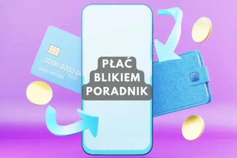 Dowiedz się, jak płacić blikiem! Smartfon, karta, portfel i monety symbolizują łatwe transakcje.