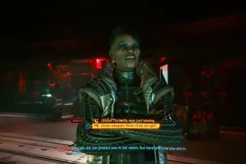Cyberpunkowy wybór: Brigitte oferuje pomoc, ale czy warto zaufać jej wzorowi?