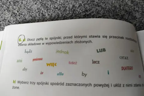 Ćwiczenie z polskiego o spójnikach, które pomagają tworzyć zdania złożone, jak w angielskich okresach warunkowych.