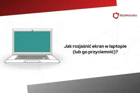 Ilustracja laptopa z pytaniem "Jak rozjaśnić ekran w laptopie?". Dowiedz się, jak dostosować jasność ekranu.