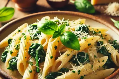Penne ze szpinakiem i serem: Sekret kremowego smaku w 15 minut