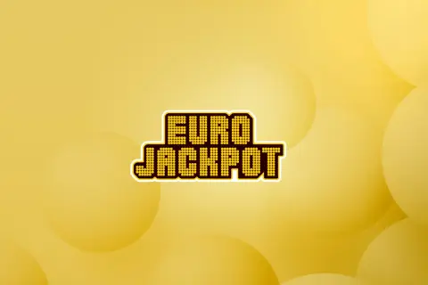 Logo Eurojackpot na żółtym tle z okręgami.