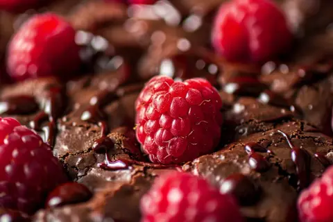 Browni z malinami - Przepis na czekoladowe brownie z soczystymi malinami