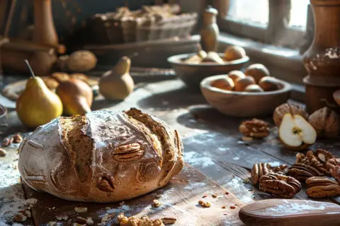 Ciasto drożdżowe z gruszką - Przepis na ciasto z mąką pełnoziarnistą