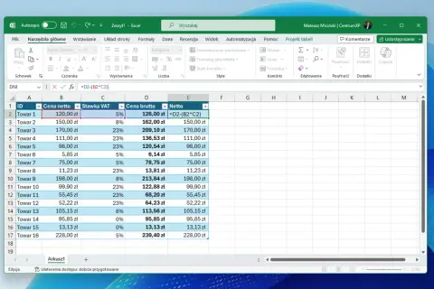 Jak obliczyć brutto w Excelu - prosta formuła na VAT bez błędów