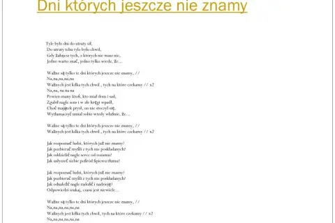 Tekst piosenki dni których nie znamy – odkryj jej głębię i znaczenie