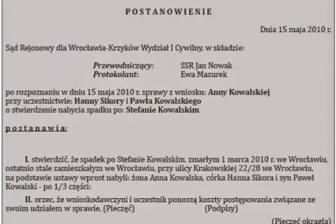 Komu przysługuje odpis postanowienia o stwierdzeniu nabycia spadku? Szybka pomoc prawna